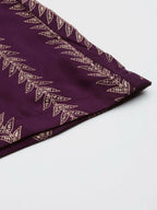 Ahalyaa Purple & Golden Printed Basic Jumpsuit | Grocsy