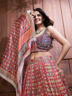 Myra Multicolor Silk and Chinon Embroidered Designer Lehenga | Grocsy