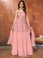 Myra Pink Georgette Embroidered Designer Suit | Grocsy