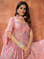 Myra Pink Georgette Embroidered Designer Suit | Grocsy