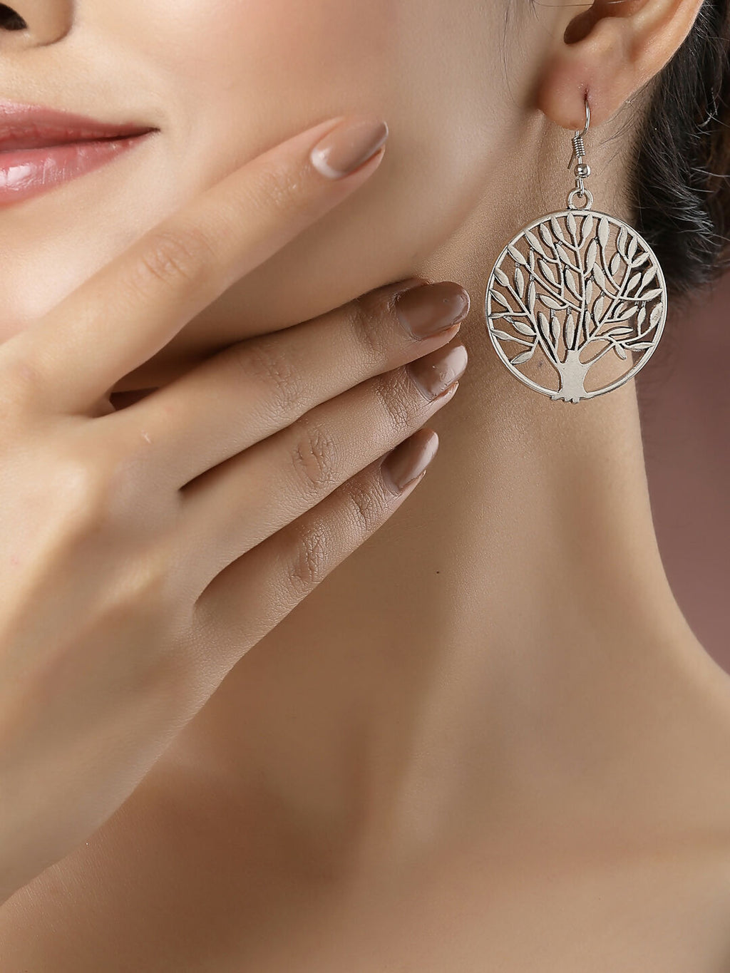 NVR Women's Set of 3 Silver-Toned German Silver Oxidised Dome Shaped Jhumka Earrings | Grocsy