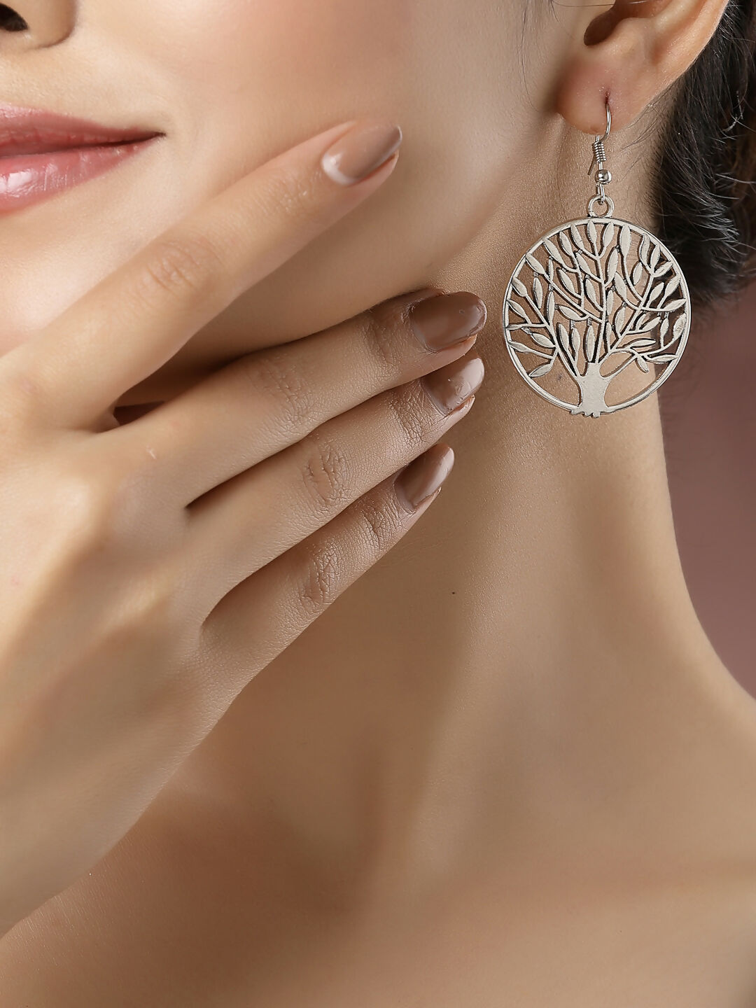 NVR Women's Set of 3 Silver-Toned German Silver Oxidised Dome Shaped Jhumka Earrings | Grocsy
