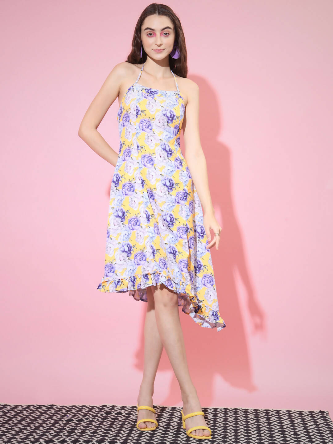 Myshka Women's Multi Floral Printed Fit and Flare Dress | Grocsy