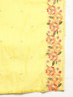 Embroidered Kurta With Pant & Embroidered Dupatta, Yellow - Hiral Fashion | Grocsy