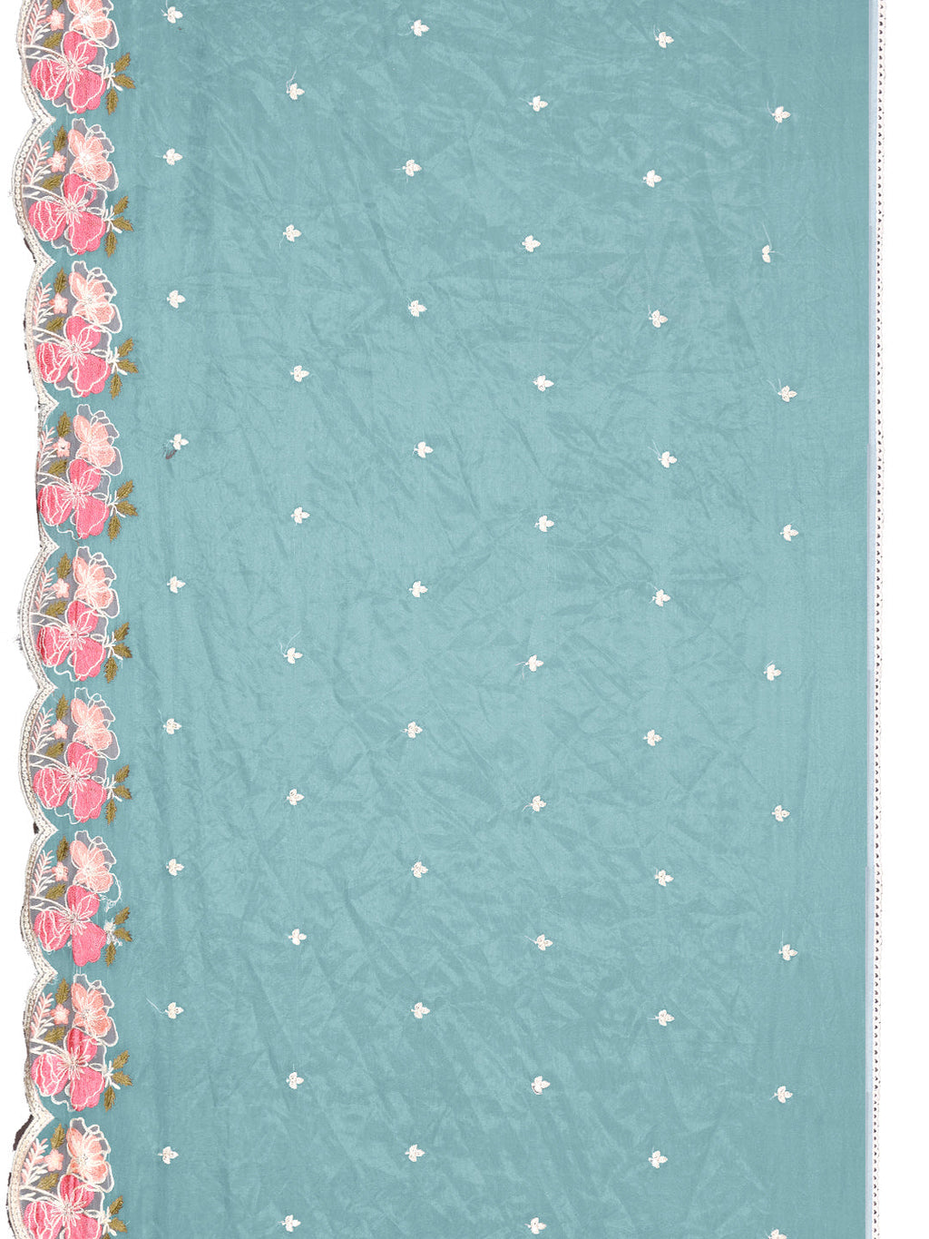 Full Front Embroidered Kurta With Pant & Embroidered Organza Dupatta, Blue - Hiral Fashion | Grocsy