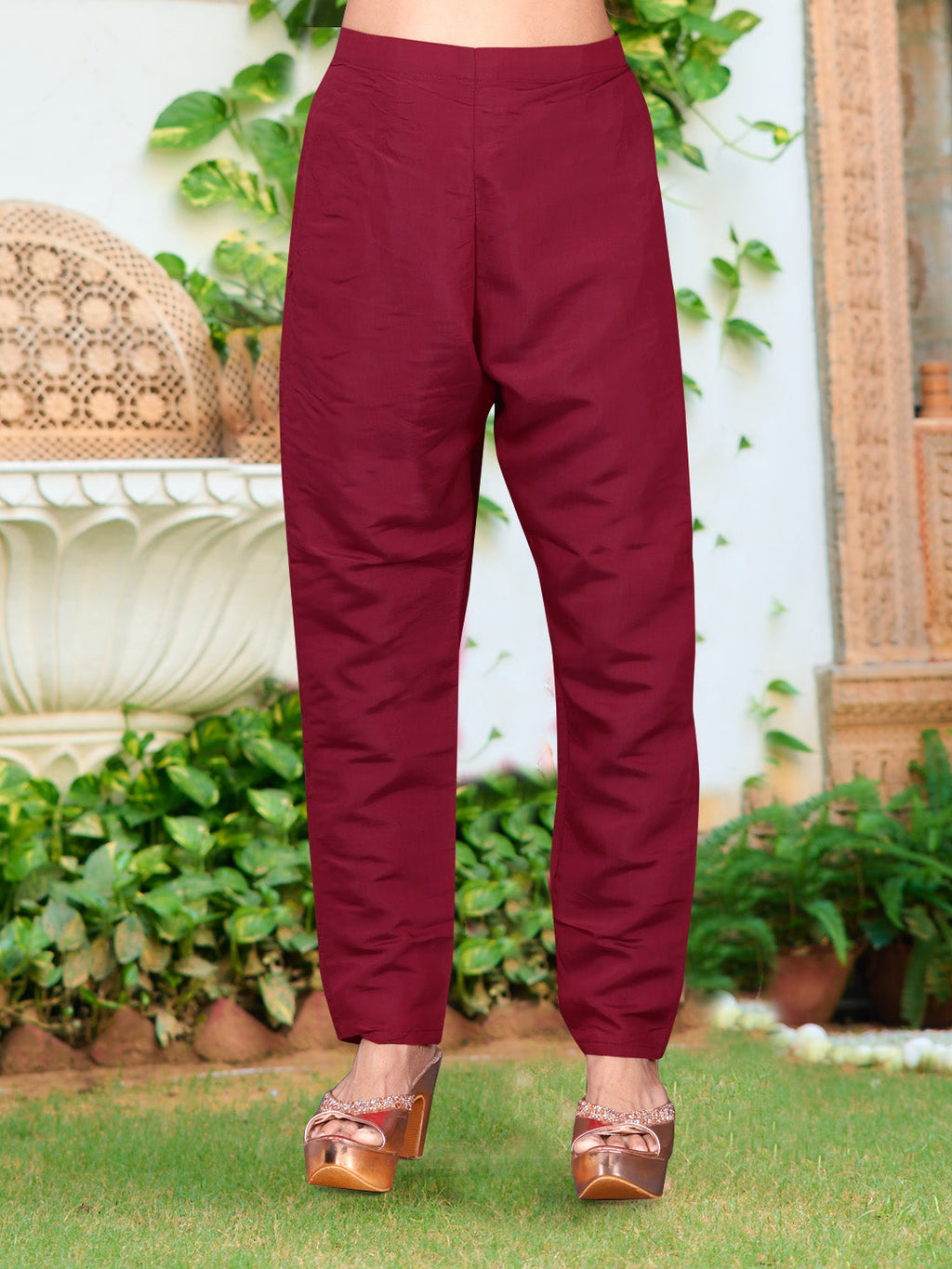 Embroidered Kurta With Pant & Embroidered Cut Work Organza Dupatta, Maroon - Hiral Fashion | Grocsy