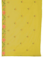 Mirror Embroidered Kurta With Pant & Embroidered Organza Dupatta, Yellow - Hiral Fashion | Grocsy