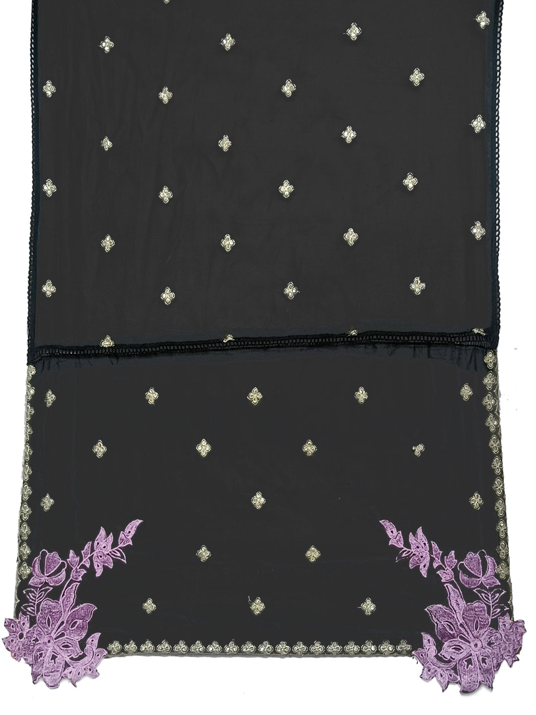 Embroidered Kurta With Pant & Embroidered Organza Dupatta, Black - Hiral Fashion | Grocsy