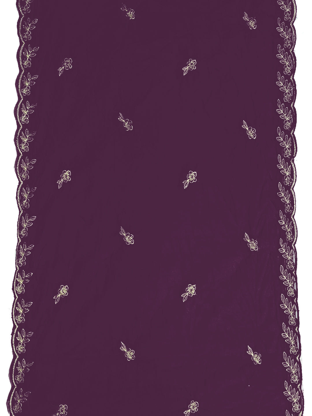 Hand Embroidered Kurta With Pant & Embroidered Cut Work Organza Dupatta, Wine - Hiral Fashion | Grocsy