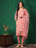 Embroidered Kurta With Pant & Embroidered Dupatta, Pink - Hiral Fashion | Grocsy