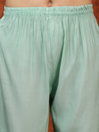 Sequined Embroidered Kurta With Pant & Floral Printed Dupatta, Green - Hiral Fashion | Grocsy