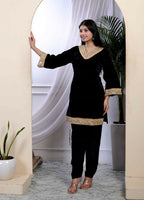 Miravan Women's Black Velvet Dreams Embroidered Co-ord Set | Grocsy