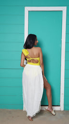 Noroke Cotton Crepe Pom Pom Beach Wear Skirt | Grocsy