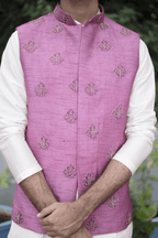 Mauve Designer Men's Nehru Jacket by Hilo Design | Grocsy