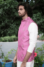 Mauve Designer Men's Nehru Jacket by Hilo Design | Grocsy