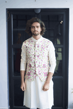 Off White Designer Men's Nehru Jacket by Hilo Design | Grocsy