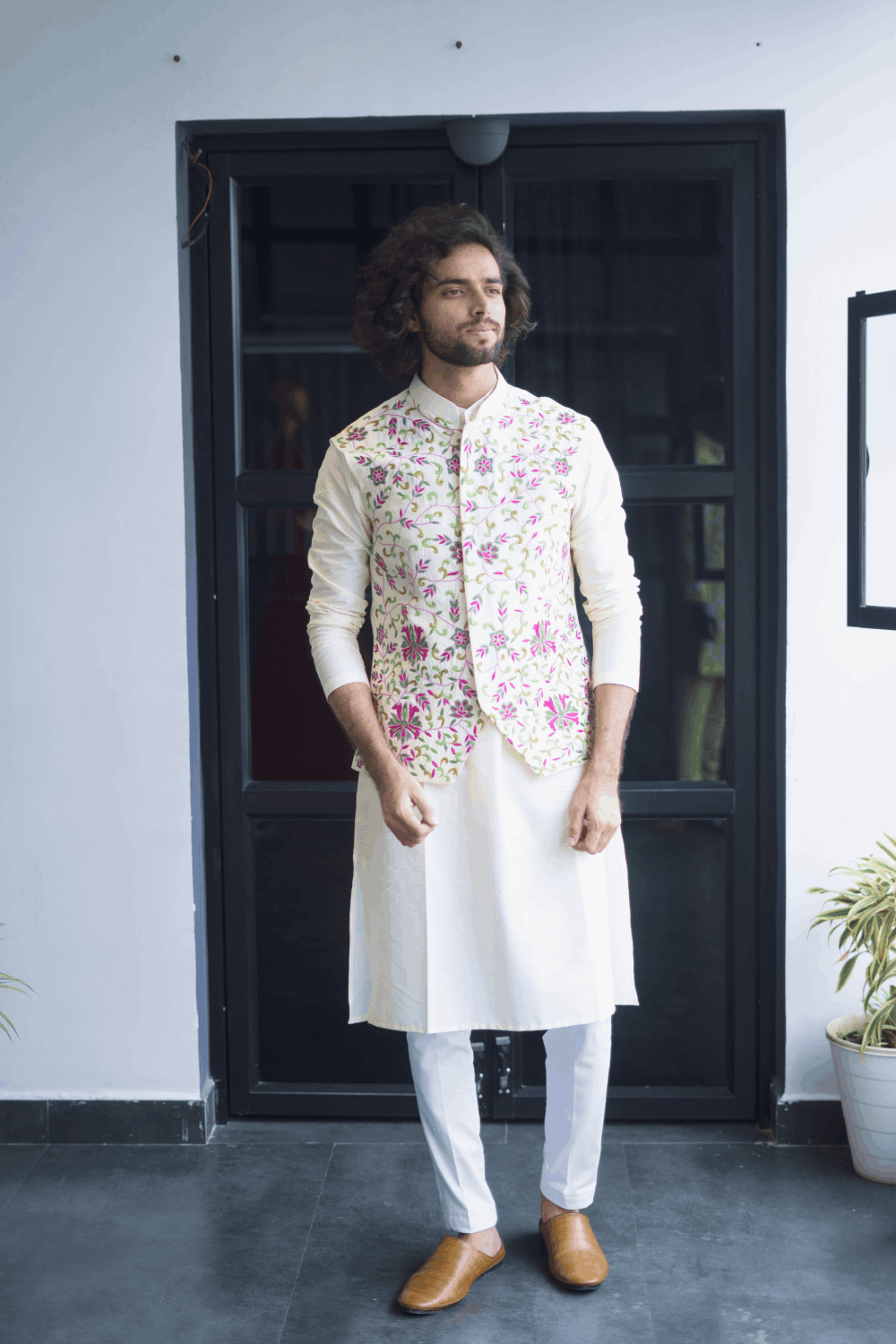 Off White Designer Men's Nehru Jacket by Hilo Design | Grocsy