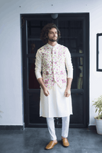 Off White Designer Men's Nehru Jacket by Hilo Design | Grocsy