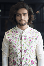 Off White Designer Men's Nehru Jacket by Hilo Design | Grocsy