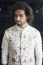 Off White Designer Men's Nehru Jacket by Hilo Design | Grocsy