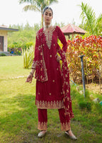 Teeya Creation Rani Color Chinon Silk Heavy Embroidery Work Fully Stitched Salwar Suit | Grocsy