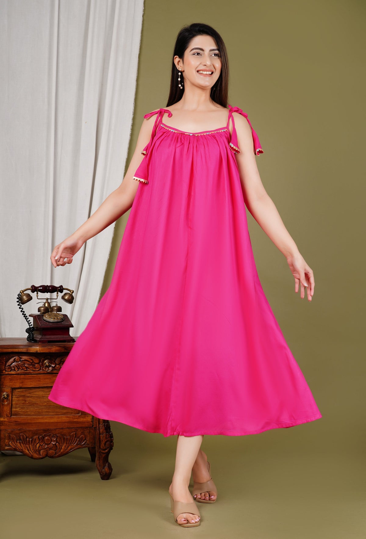 Pimu Pink Halter Neck Dress - Raini Pink | Grocsy