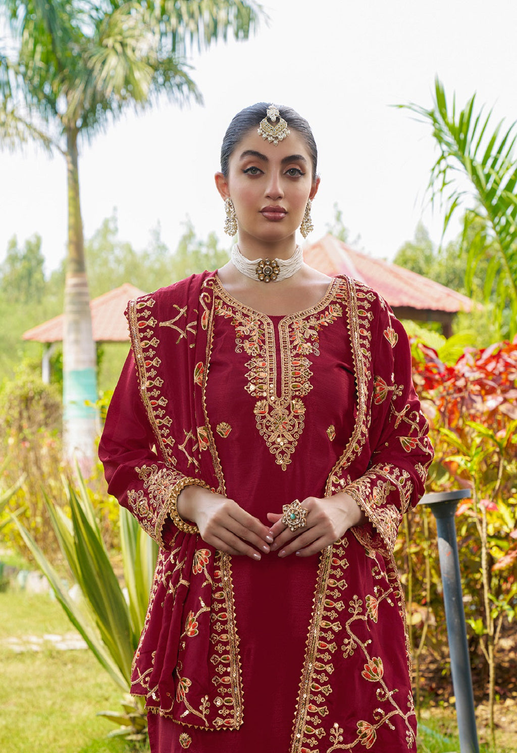 Teeya Creation Rani Color Chinon Silk Heavy Embroidery Work Fully Stitched Salwar Suit | Grocsy