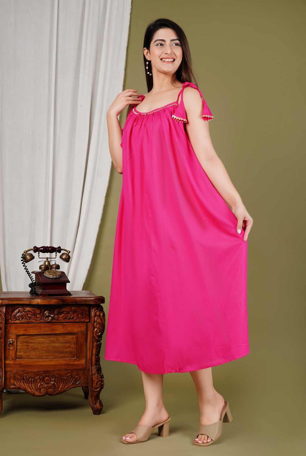 Pimu Pink Halter Neck Dress - Raini Pink | Grocsy
