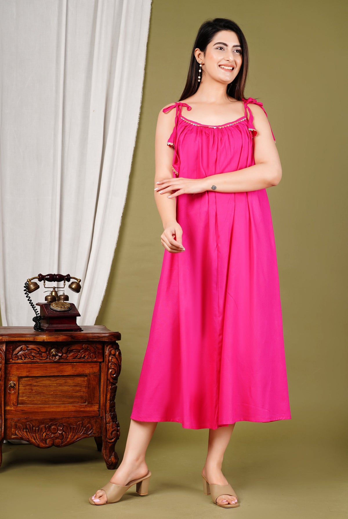 Pimu Pink Halter Neck Dress - Raini Pink | Grocsy