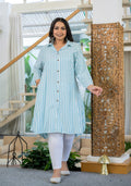 Kaajh Women's White Striped Viscose Rayon Plus Size Kurta | Grocsy