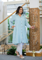 Kaajh Women's White Striped Viscose Rayon Plus Size Kurta | Grocsy