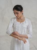 Gharana India Mul Cotton Fine Chikankari Kurta White | Grocsy