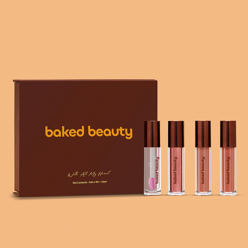Baked Beauty With All My Heart Liquid Lipstick Gift Set For Women (4mlx4) | Grocsy