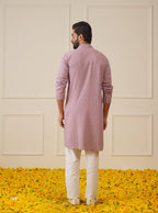 Jompers Men's Light Purple Chikankari Embroidered and Sequence Kurta Only | Grocsy