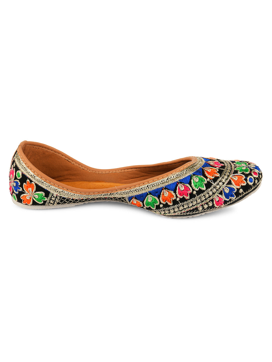 Desi Colour Women Indian Ethnic Footwear-Black Florence | Grocsy