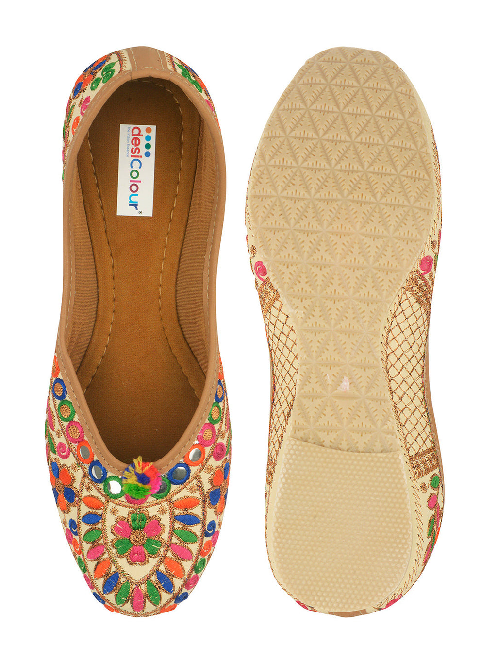 Desi Colour Women Indian Ethnic Footwear-Office Wear Ultra Comfortable Multi Emb | Grocsy