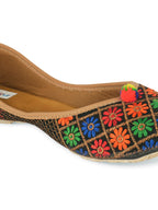 Desi Colour Women Indian Ethnic Footwear-Floral Black | Grocsy