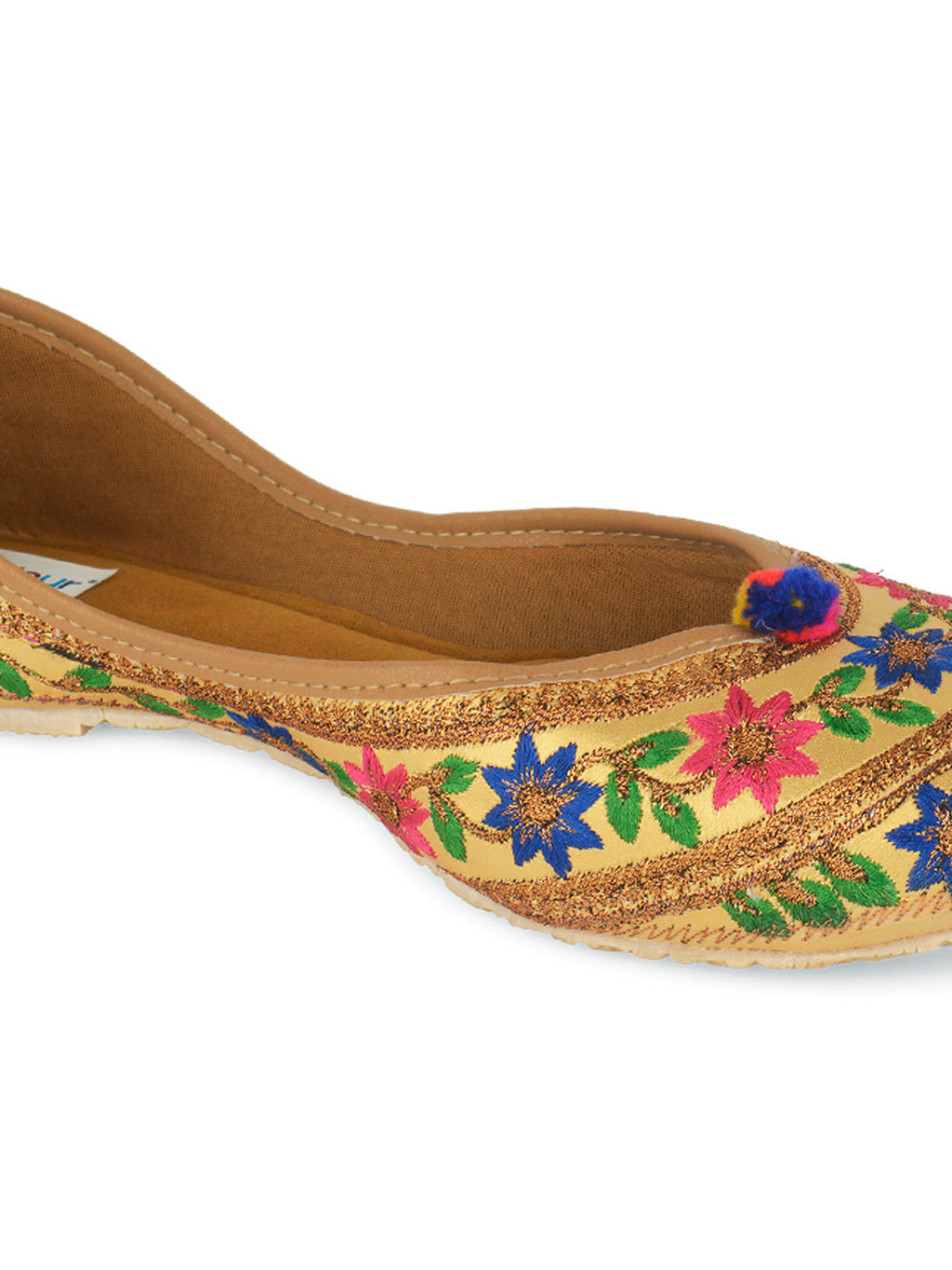 Desi Colour Women Indian Ethnic Footwear-Floral Gold | Grocsy