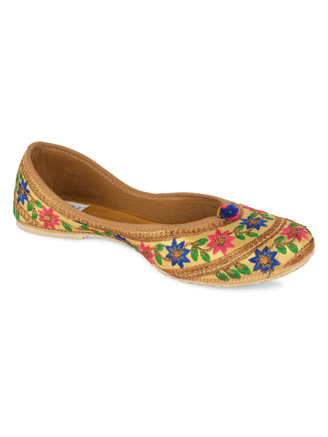 Desi Colour Women Indian Ethnic Footwear-Floral Gold | Grocsy