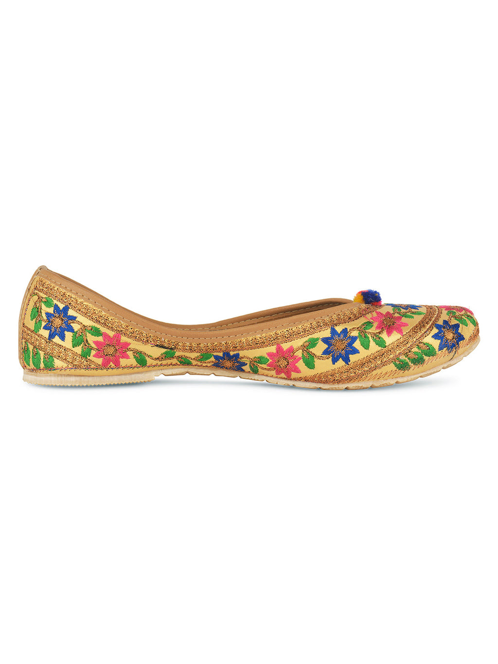 Desi Colour Women Indian Ethnic Footwear-Floral Gold | Grocsy
