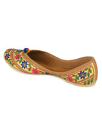 Desi Colour Women Indian Ethnic Footwear-Floral Gold | Grocsy