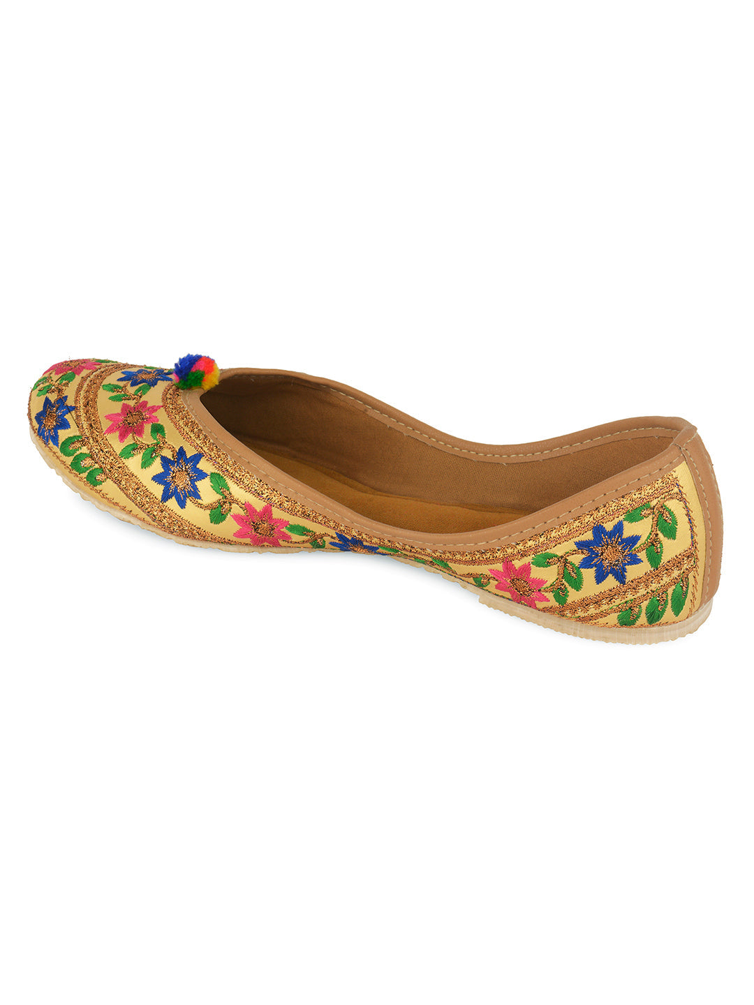 Desi Colour Women Indian Ethnic Footwear-Floral Gold | Grocsy