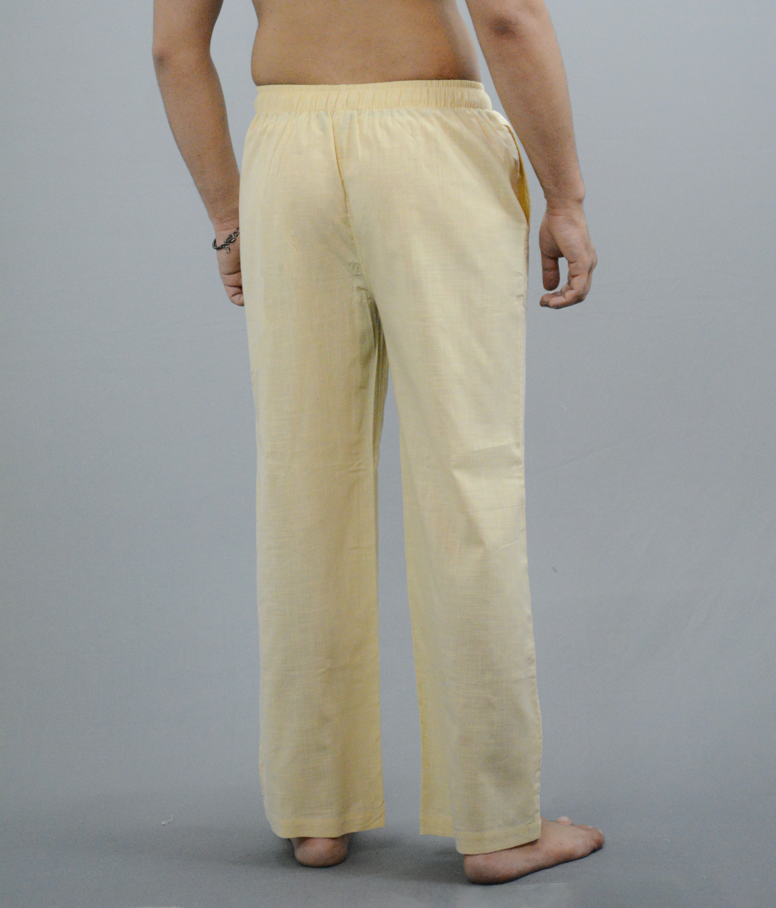 Fabmade Navy Blue & Beige Combo Men Linen Pajama | Grocsy