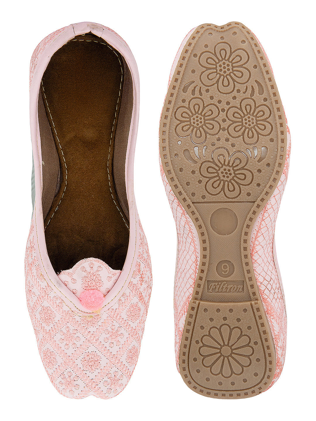Desi Colour Women Indian Ethnic Footwear-Pink Front Flip | Grocsy