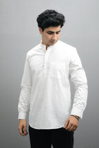 Fabmade Men White Pure Cotton Short Kurta | Grocsy
