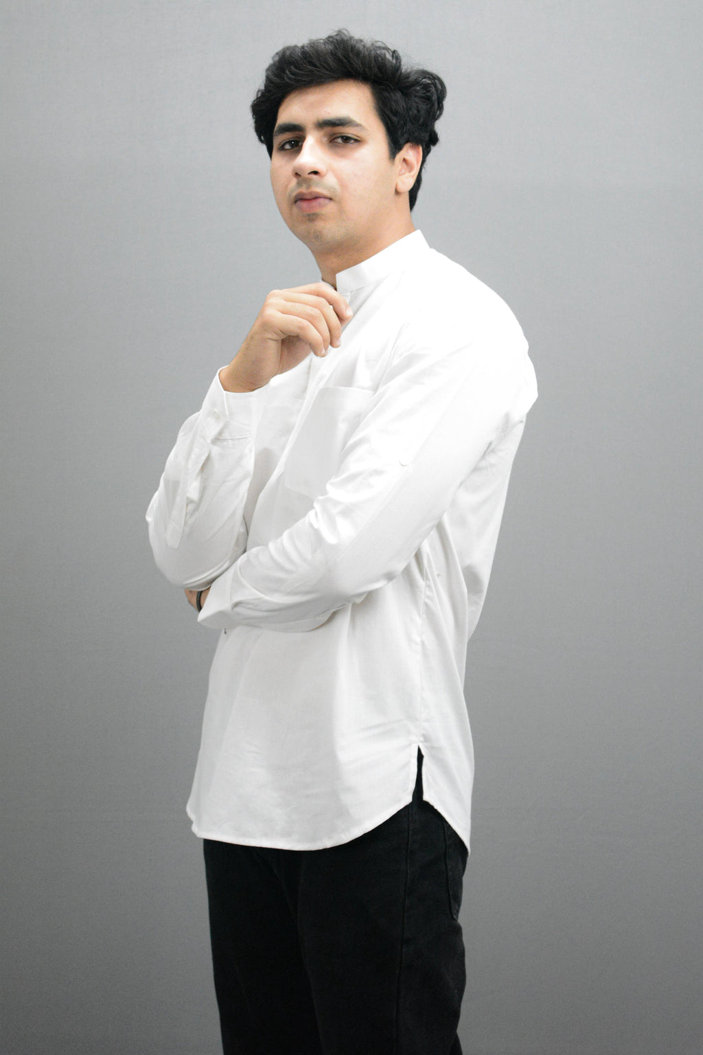 Fabmade Men White Pure Cotton Short Kurta | Grocsy
