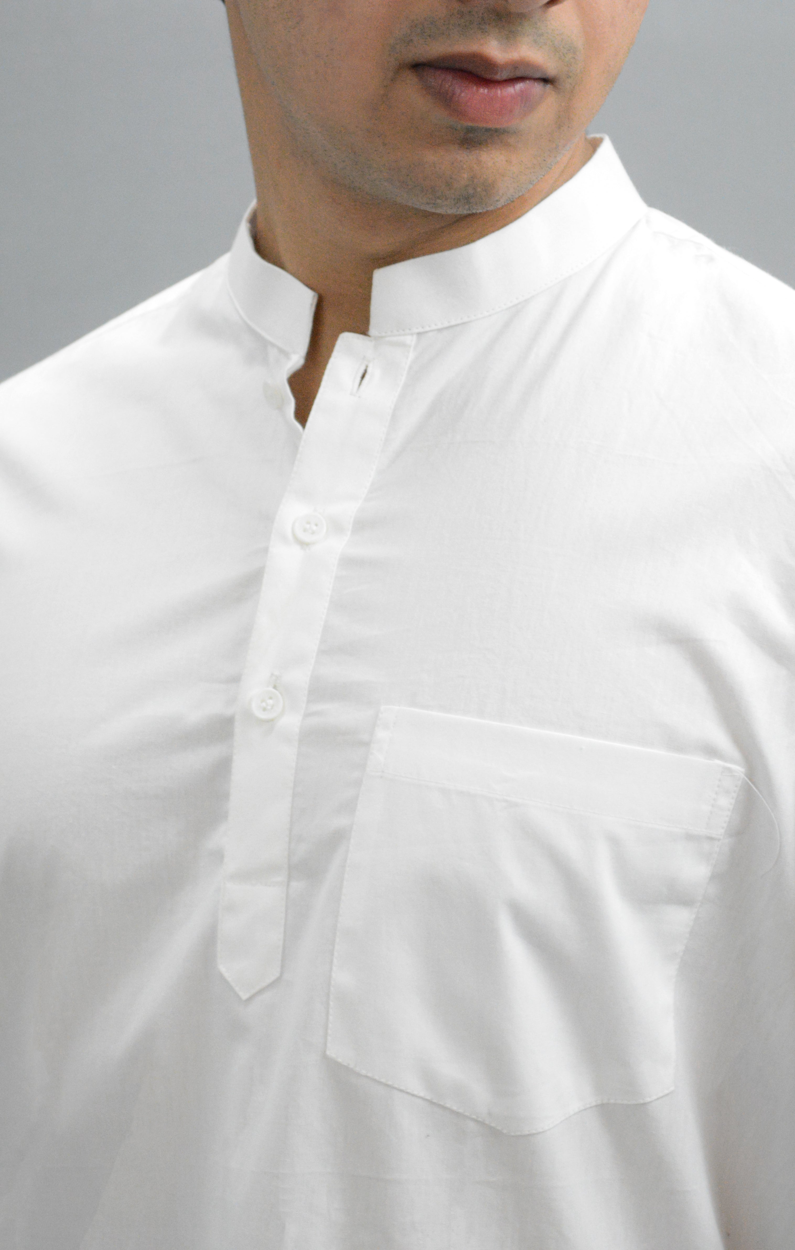Fabmade Men White Pure Cotton Short Kurta | Grocsy