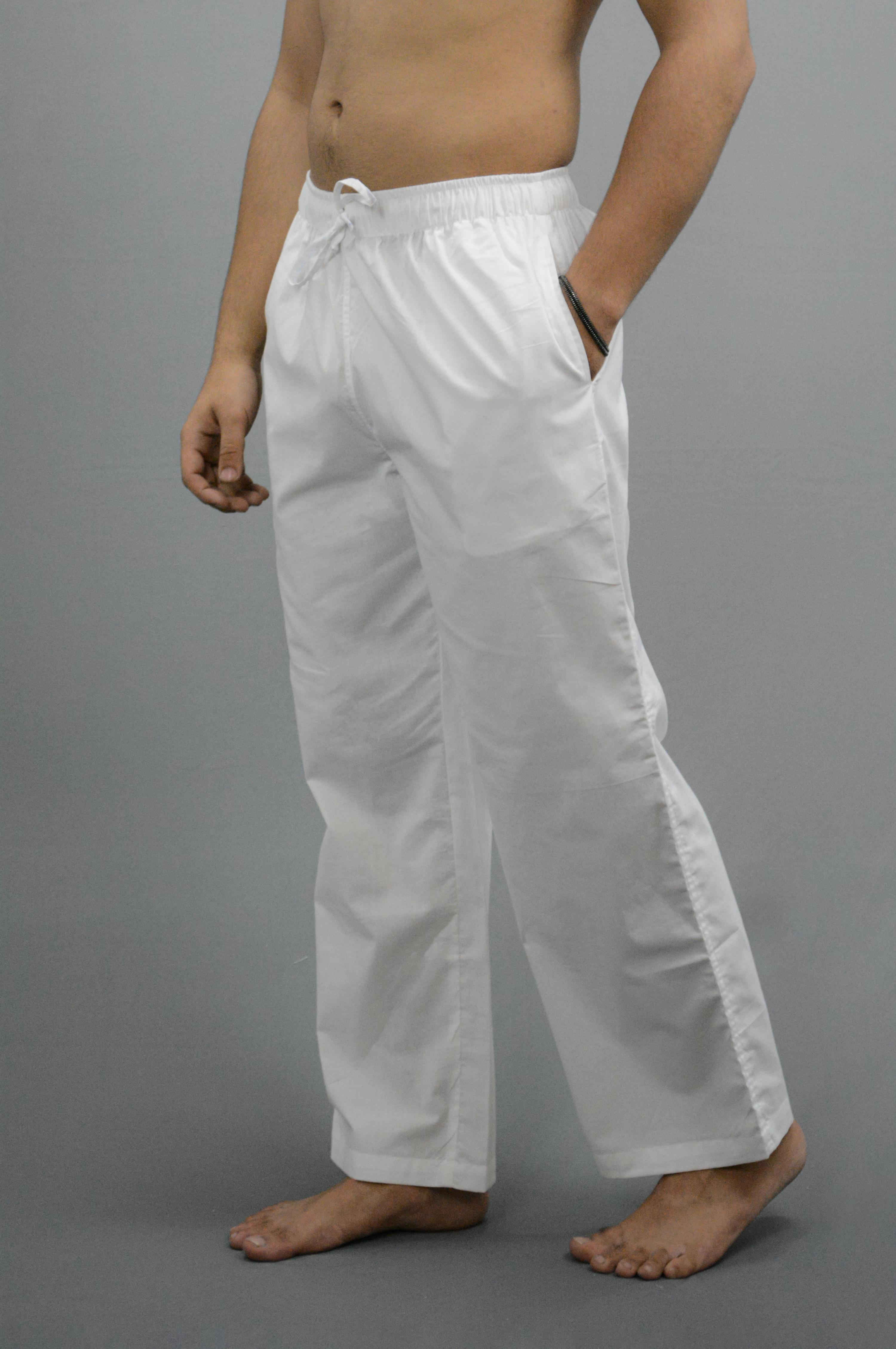 Fabmade Pack Of 2 White Combo Men Pajama | Grocsy