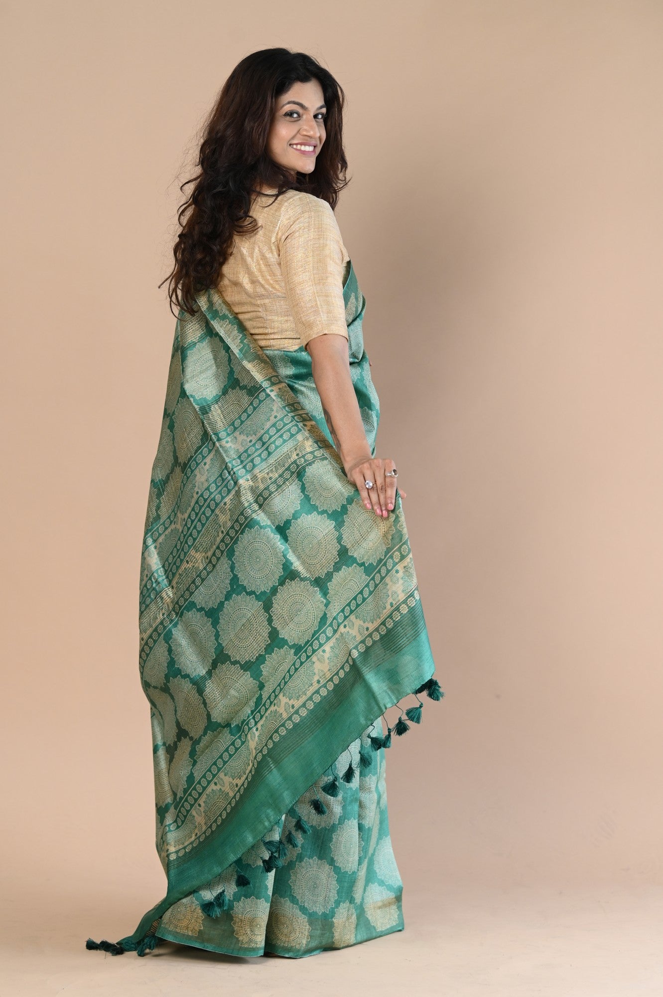 Very Much Indian Exclusive Handloom Pure Tussar Silk Saree By Khadigram Certified Weavers | Grocsy