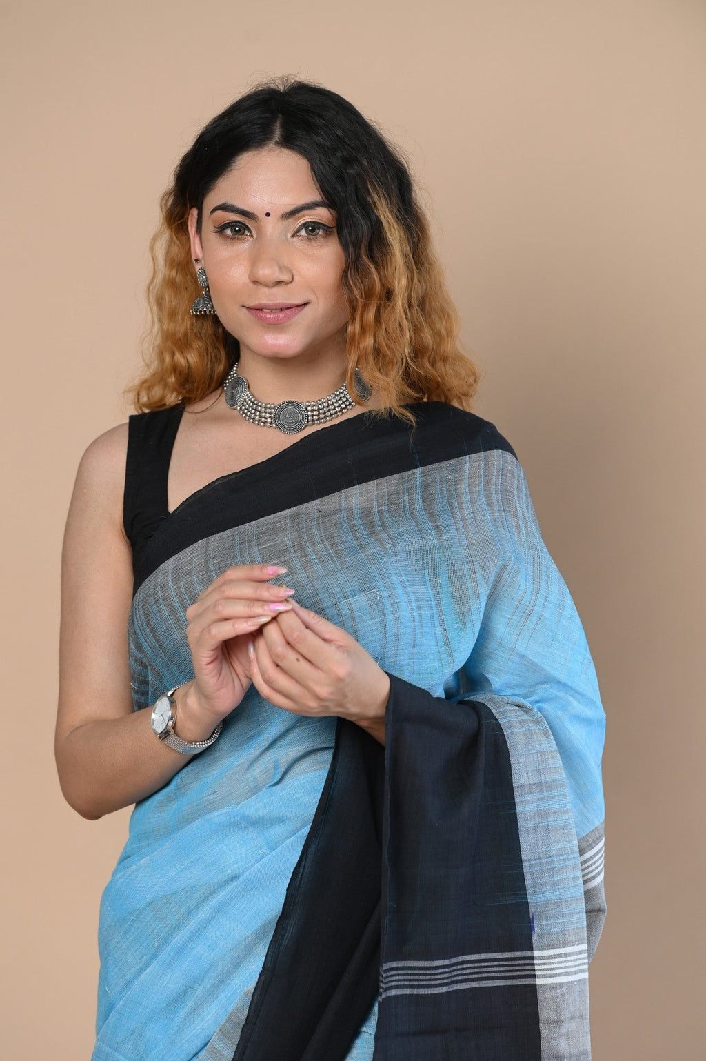 Very Much Indian Handloom Pure Cotton Saree With Handwoven Buttis | Grocsy